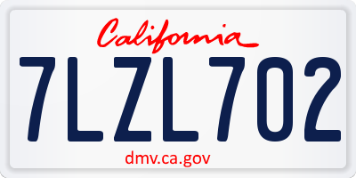 CA license plate 7LZL702