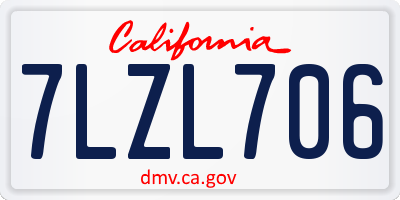CA license plate 7LZL706