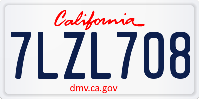 CA license plate 7LZL708