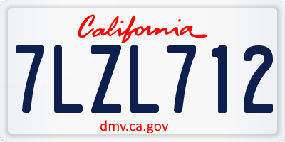 CA license plate 7LZL712