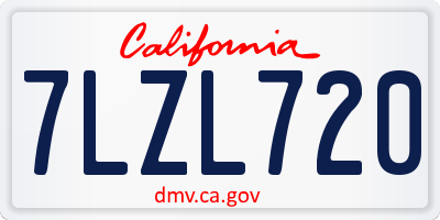 CA license plate 7LZL720