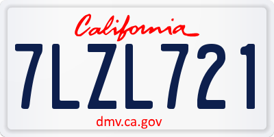 CA license plate 7LZL721