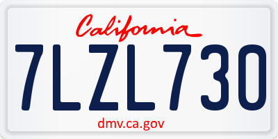 CA license plate 7LZL730