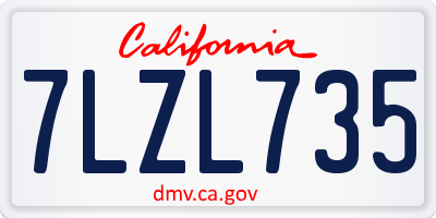 CA license plate 7LZL735