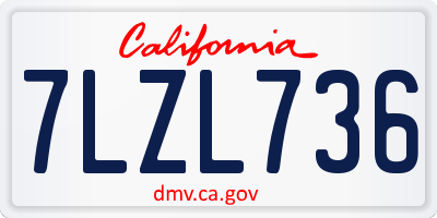 CA license plate 7LZL736
