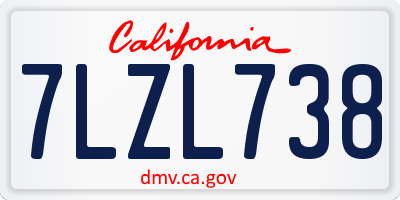 CA license plate 7LZL738