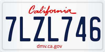 CA license plate 7LZL746