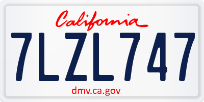 CA license plate 7LZL747