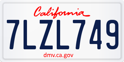 CA license plate 7LZL749