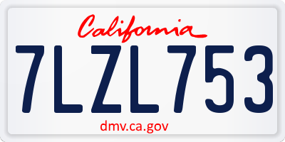 CA license plate 7LZL753