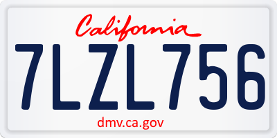 CA license plate 7LZL756