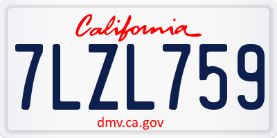 CA license plate 7LZL759