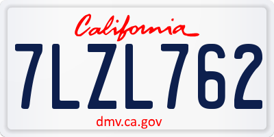 CA license plate 7LZL762