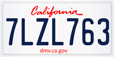 CA license plate 7LZL763