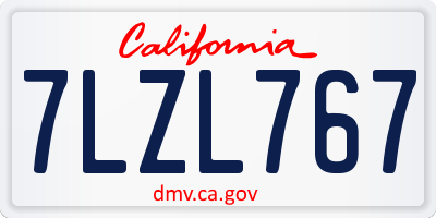 CA license plate 7LZL767