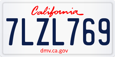 CA license plate 7LZL769