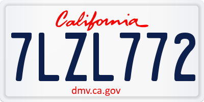 CA license plate 7LZL772