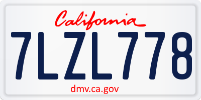 CA license plate 7LZL778