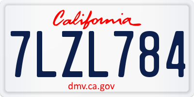 CA license plate 7LZL784