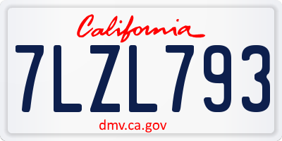 CA license plate 7LZL793