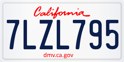 CA license plate 7LZL795