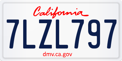 CA license plate 7LZL797