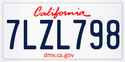 CA license plate 7LZL798