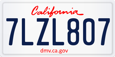 CA license plate 7LZL807
