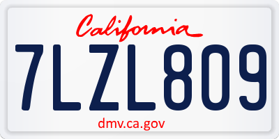 CA license plate 7LZL809