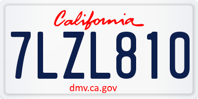 CA license plate 7LZL810