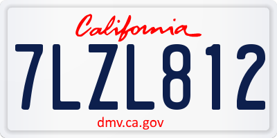 CA license plate 7LZL812
