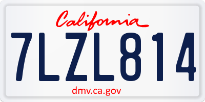 CA license plate 7LZL814