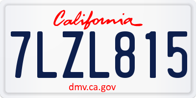 CA license plate 7LZL815