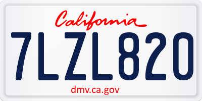 CA license plate 7LZL820