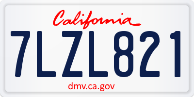 CA license plate 7LZL821