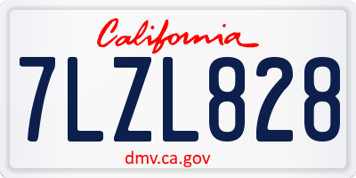 CA license plate 7LZL828