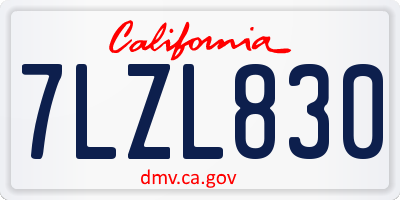 CA license plate 7LZL830