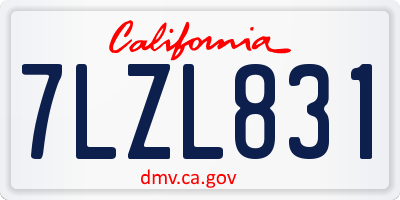 CA license plate 7LZL831