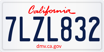 CA license plate 7LZL832
