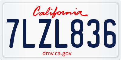 CA license plate 7LZL836