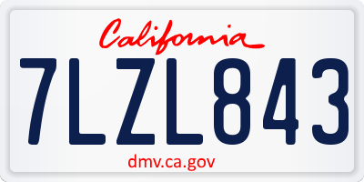 CA license plate 7LZL843