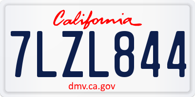 CA license plate 7LZL844
