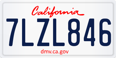 CA license plate 7LZL846