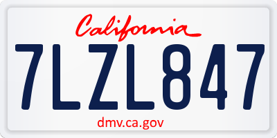 CA license plate 7LZL847