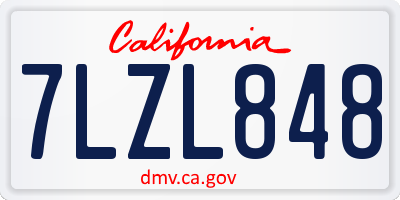 CA license plate 7LZL848