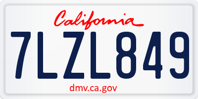 CA license plate 7LZL849