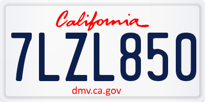 CA license plate 7LZL850