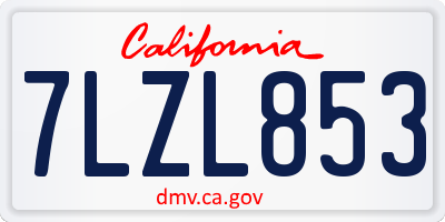 CA license plate 7LZL853