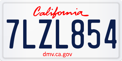 CA license plate 7LZL854