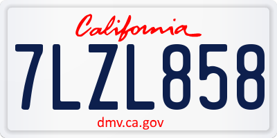 CA license plate 7LZL858